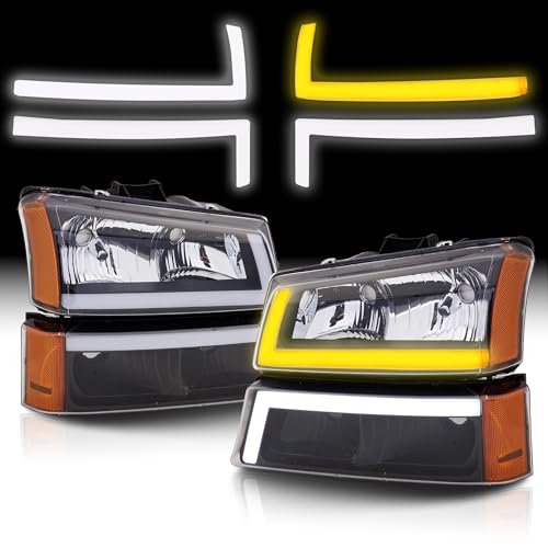 Headlights Assembly + Tail Lights Assembly Combo compatible with 2003-2006 Chevy Silverado C2238