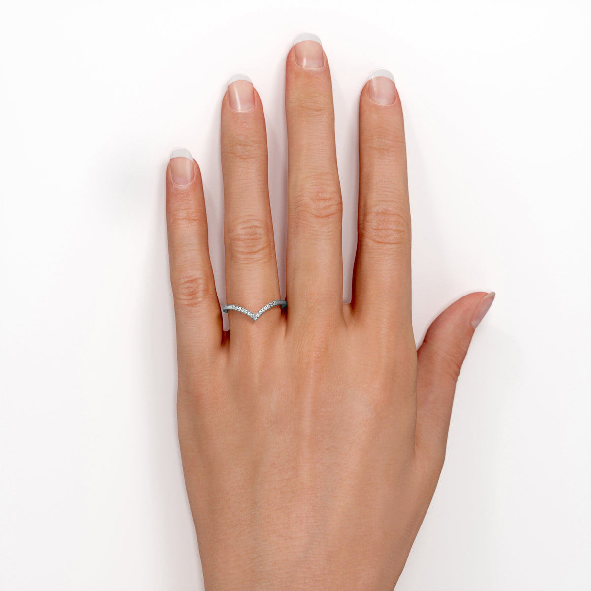 18K White Gold Plated Silver Moissanite Band T623141