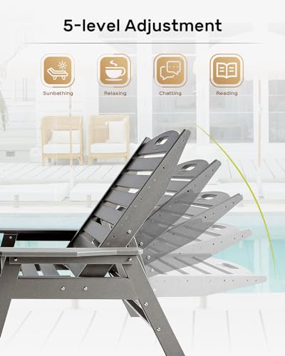 Grey Adjustable 5-Position Chaise Lounge Chair W197