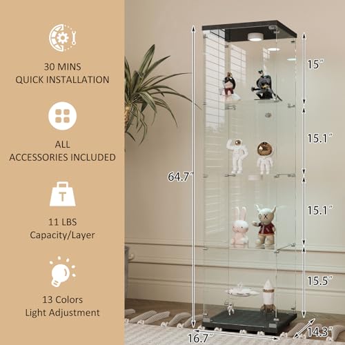 White Two-Door Glass Display Cabinet with 4 Shelves W40060