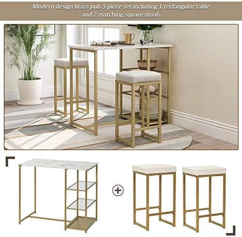 3 Piece Pub Table Set with 2 Chairs I6737