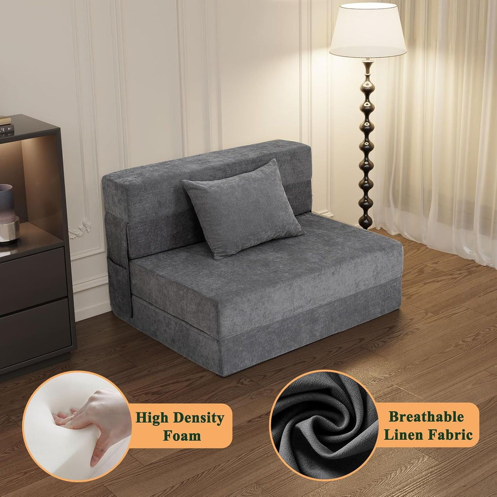 Gray Folding Sofa Bed with Pillow D6468