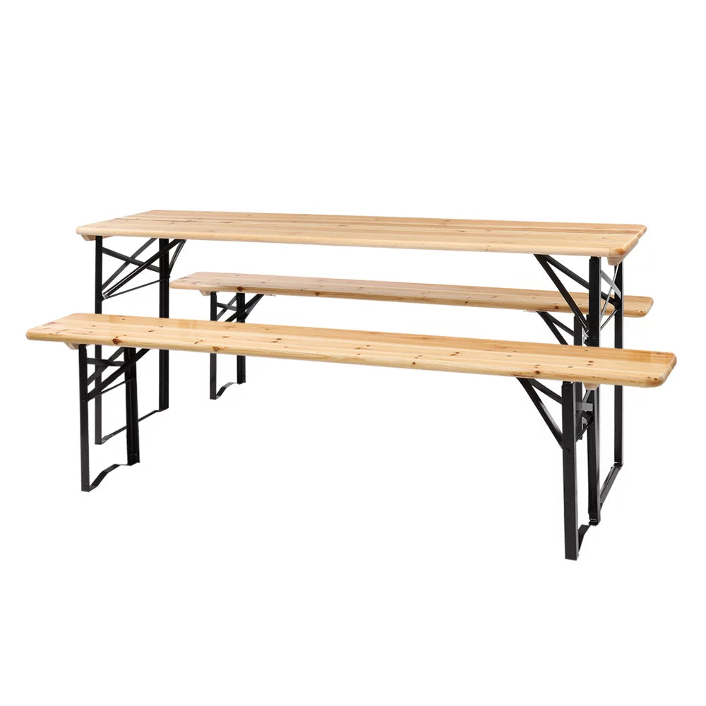 5.8FT Wood Table and Bench Set F505465