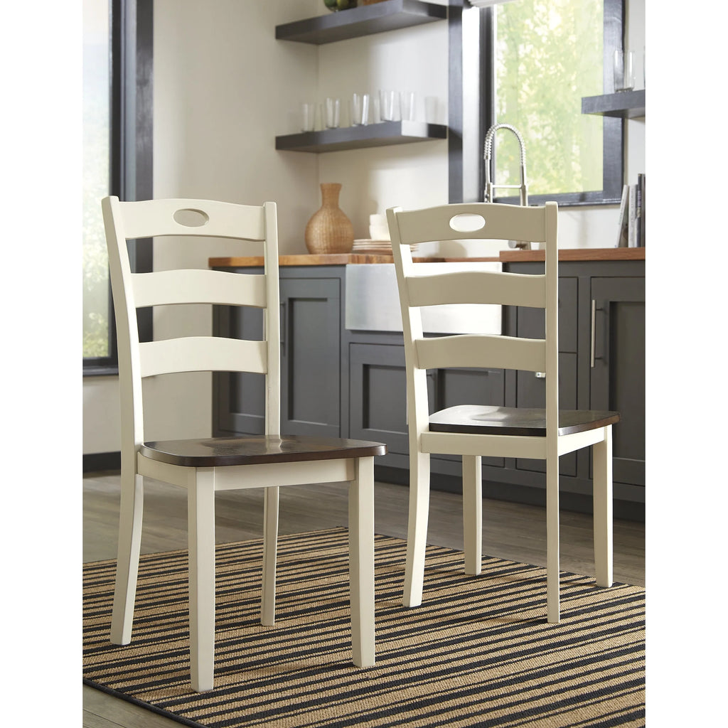 Cream & Brown Ladderback Dining Chair, Set of 2 A255698