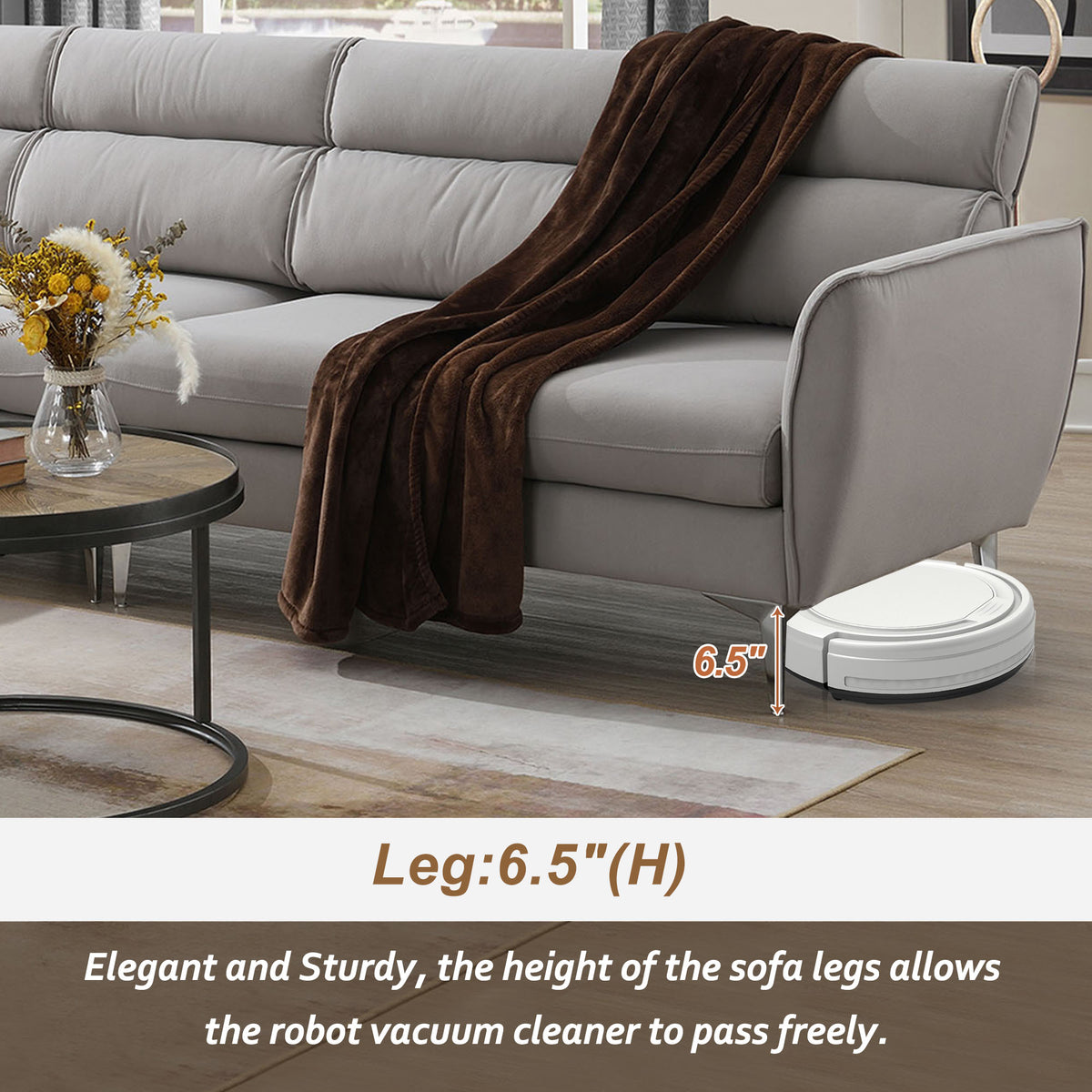 Gray Flannel L-Shaped Convertible Sectional Sofa X688