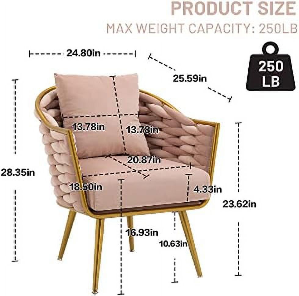 Beige Velvet Accent Chair with Arms and Pillow K25363