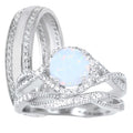 Sterling Silver Wedding Rings Bridal Set U8930