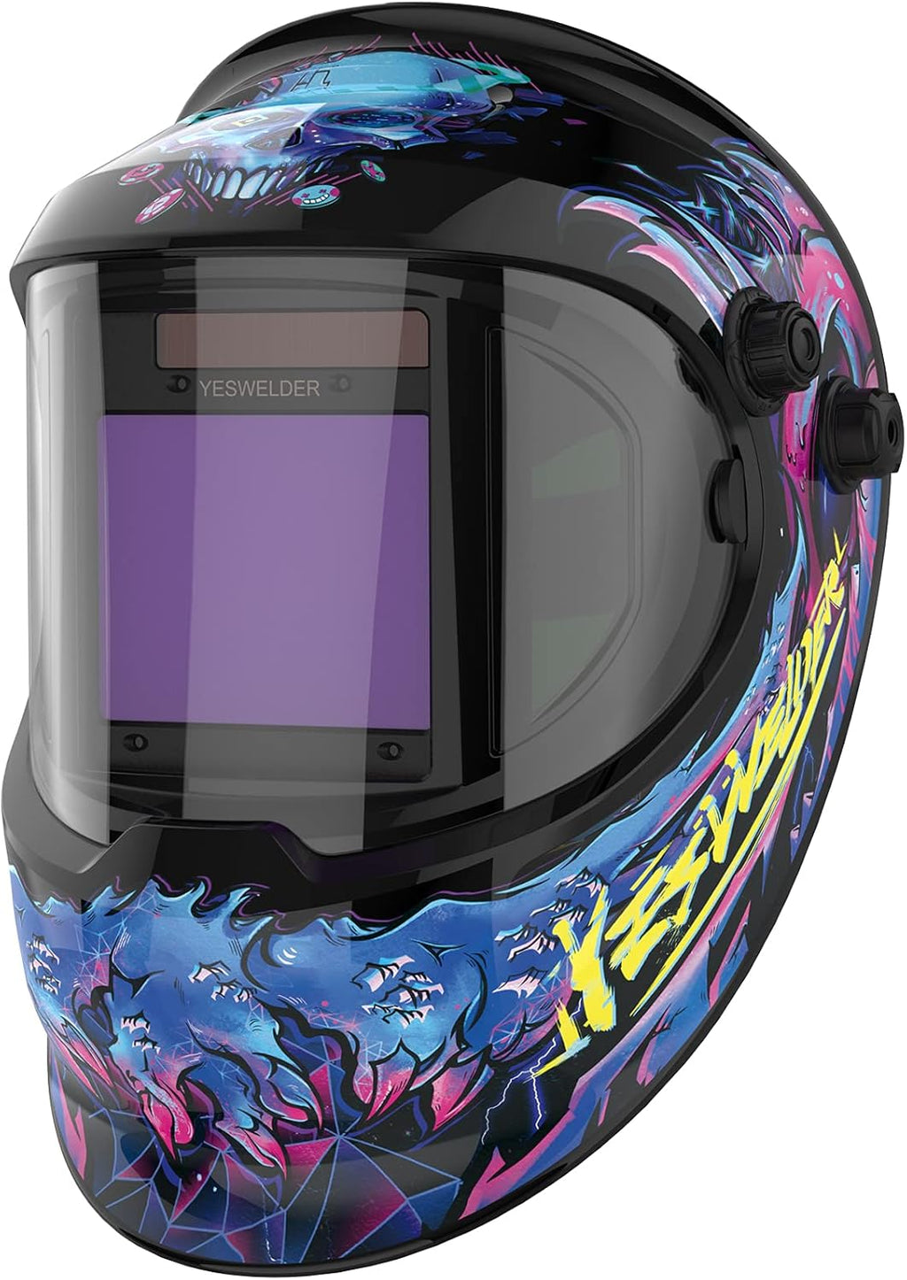 Large Viewing True Color Solar Powered Auto Darkening Welding Helmet with Side View, 4 Arc Sensor Wide Shade 4/5-9/9-13 Welder Mask K98457
