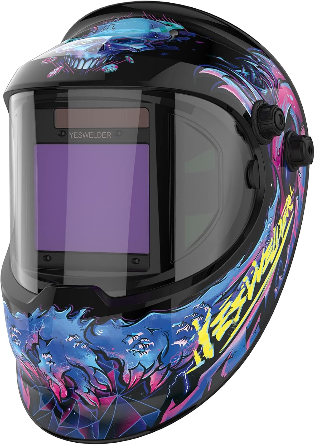 Large Viewing True Color Solar Powered Auto Darkening Welding Helmet with Side View, 4 Arc Sensor Wide Shade 4/5-9/9-13 Welder Mask K98457