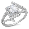 Emerald Cut Simulated Diamond Halo Ring P851