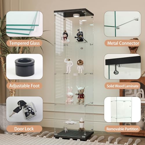 White Two-Door Glass Display Cabinet with 4 Shelves W40060