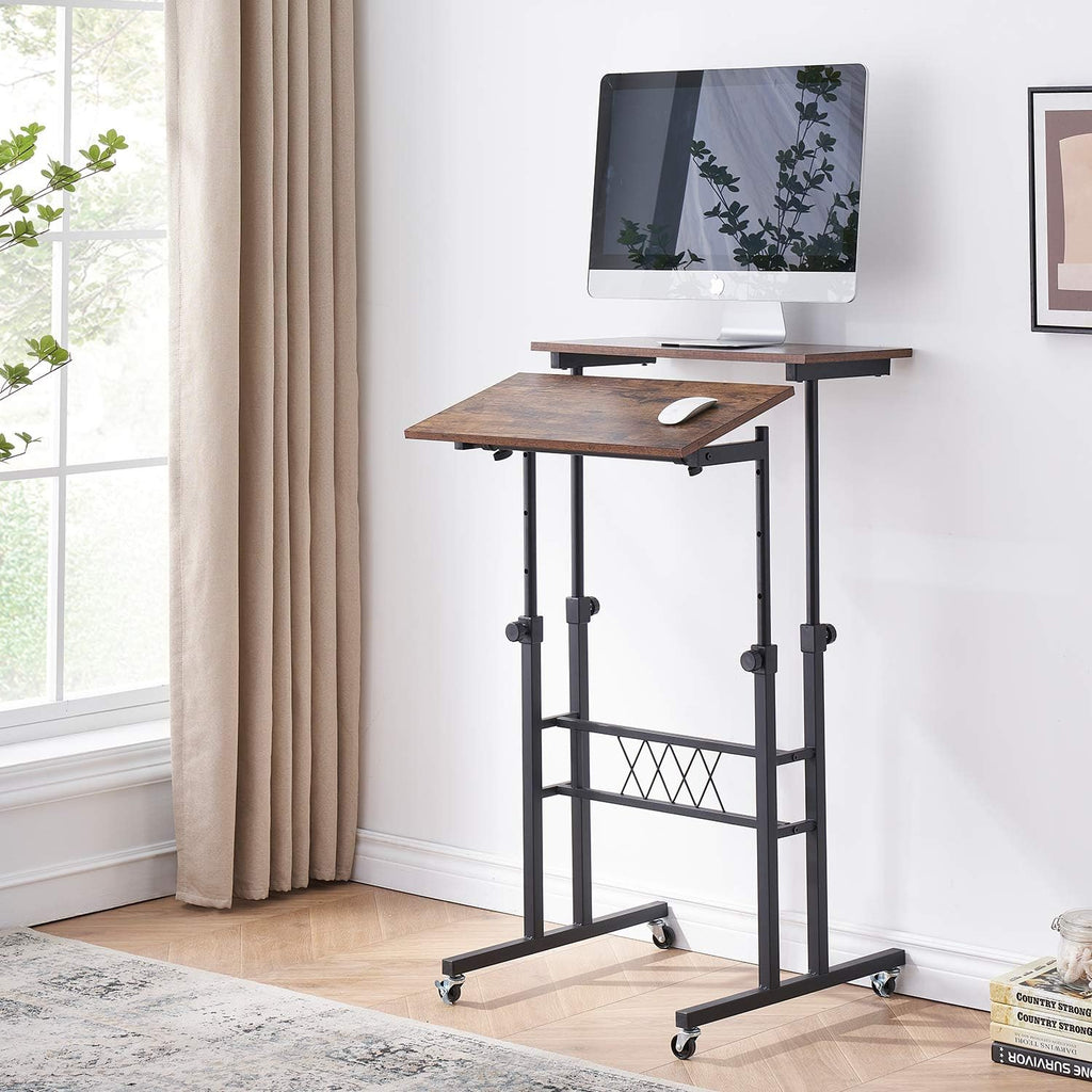Black Wood Grain Adjustable Height Standing Desk Y568938
