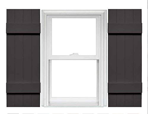 4 Board and Batten Vinyl Shutters 1 Pair 14 x 51 Tuxedo Gray B188025