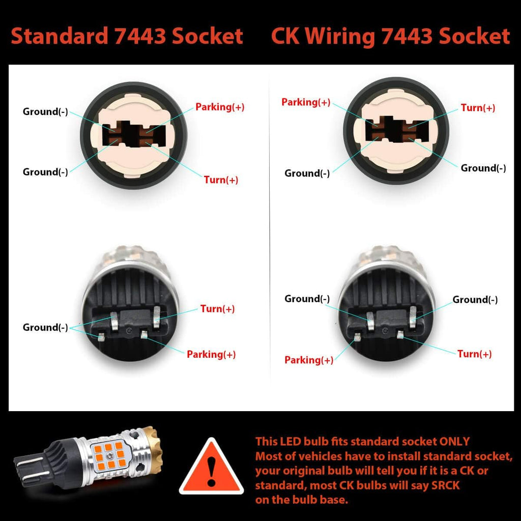 7443 LED Bulb CANBUS Ready Turn Signal Light Error Free Anti Hyper Flash Amber Yellow Pack of 2 C539569
