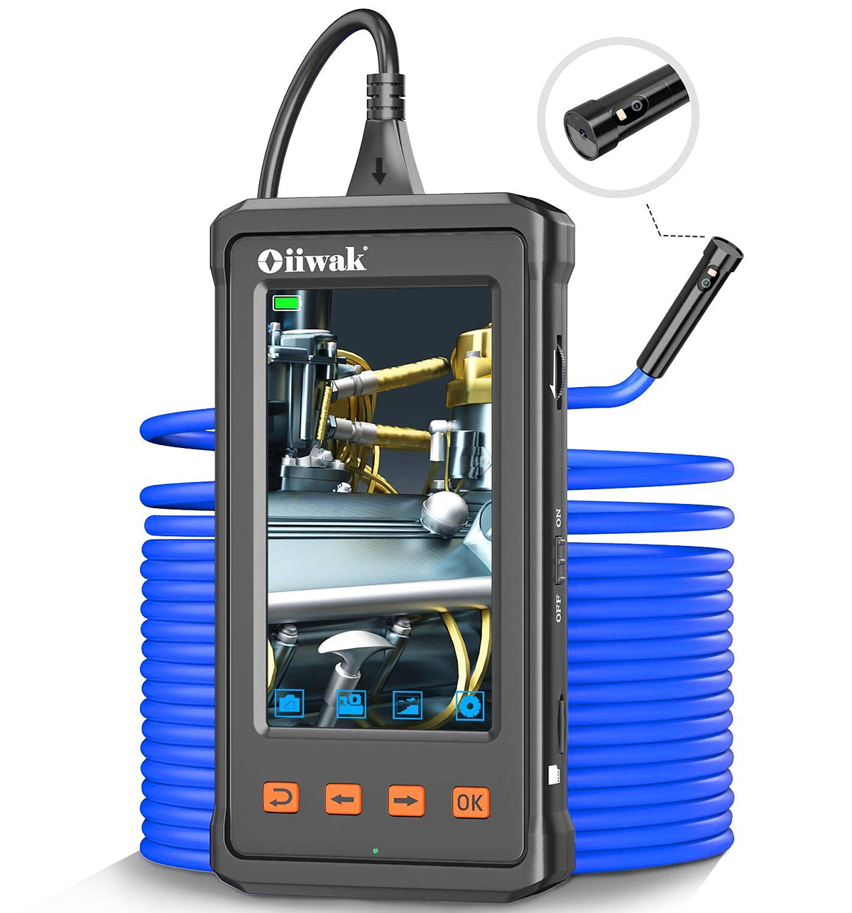 33FT Dual Lens Industrial Endoscope Waterproof Inspection Camera with Light O4421