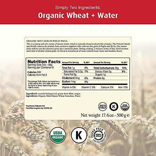 Organic Non-GMO 17.6oz (500g) 2 Pack Spaghettoni Pasta S549819
