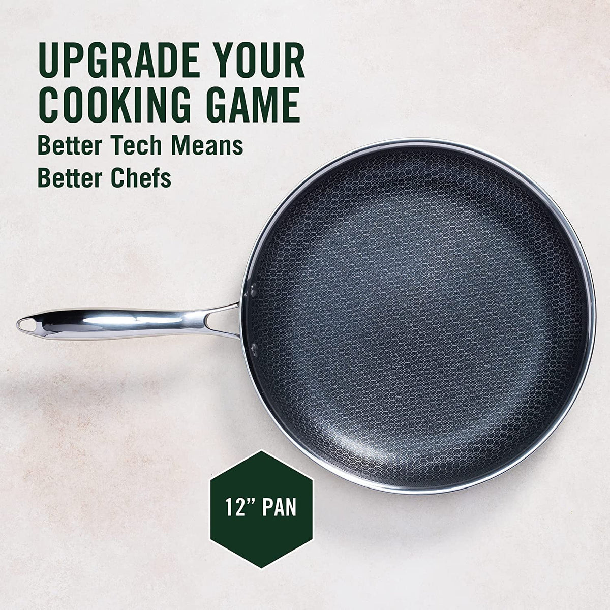 12 Inch Hybrid Stainless Steel Non-Stick Frying Pan with Lid N979