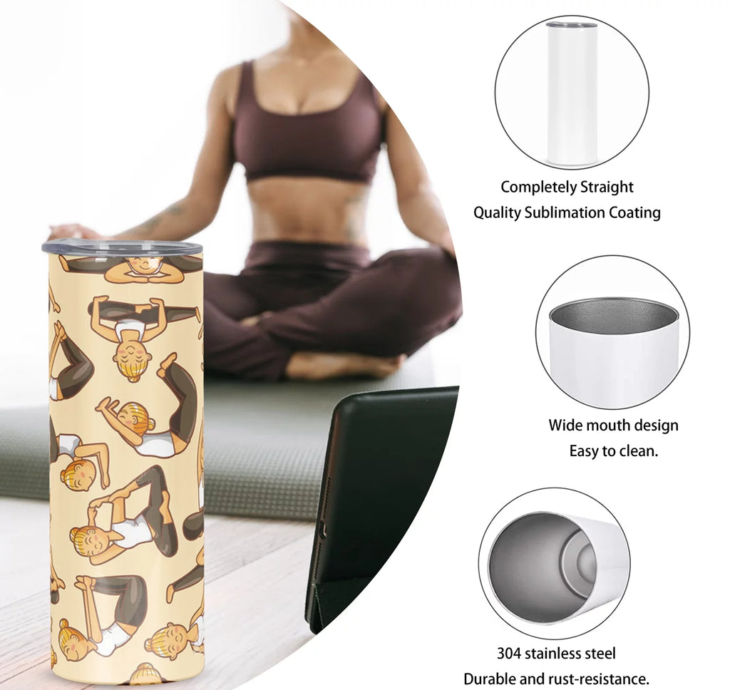 8 Pack 20 Oz Stainless Steel Sublimation Tumblers with Lid Straw A2710