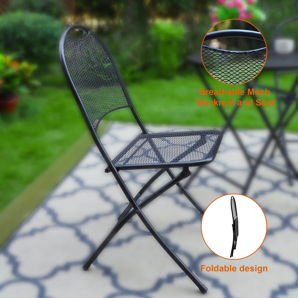 3 Pieces Metal Folding Bistro Set U5605