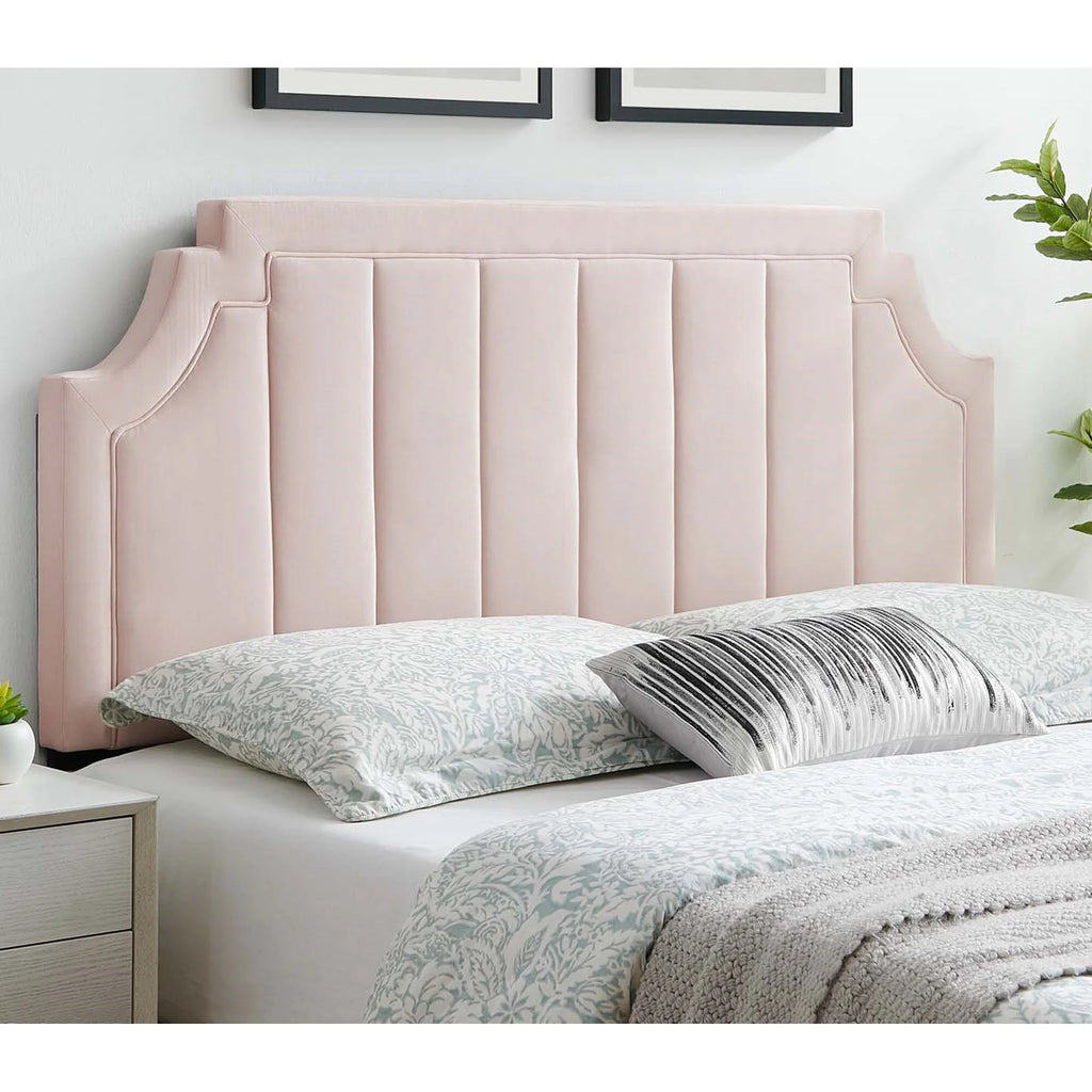 Pink Velvet Upholstered King/California King Size Headboard I7675