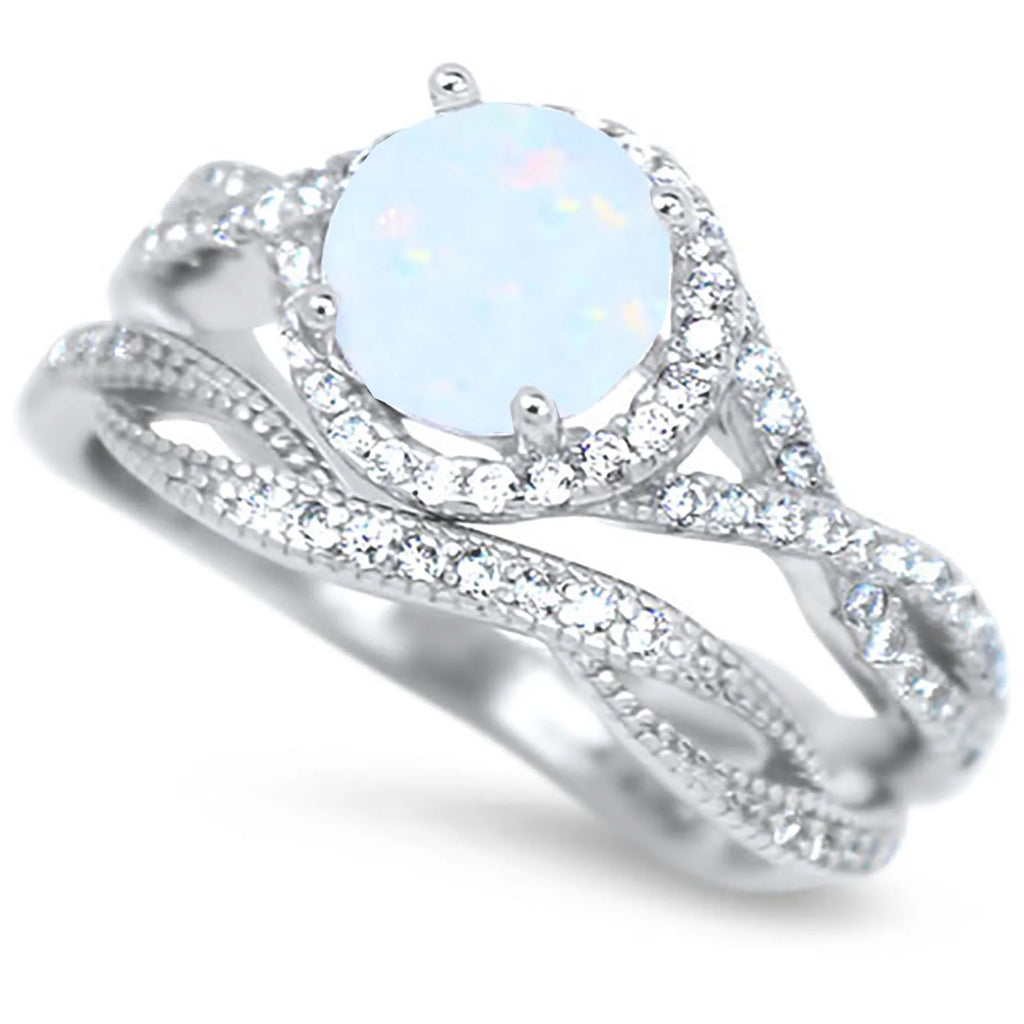 Sterling Silver Wedding Rings Bridal Set U8930