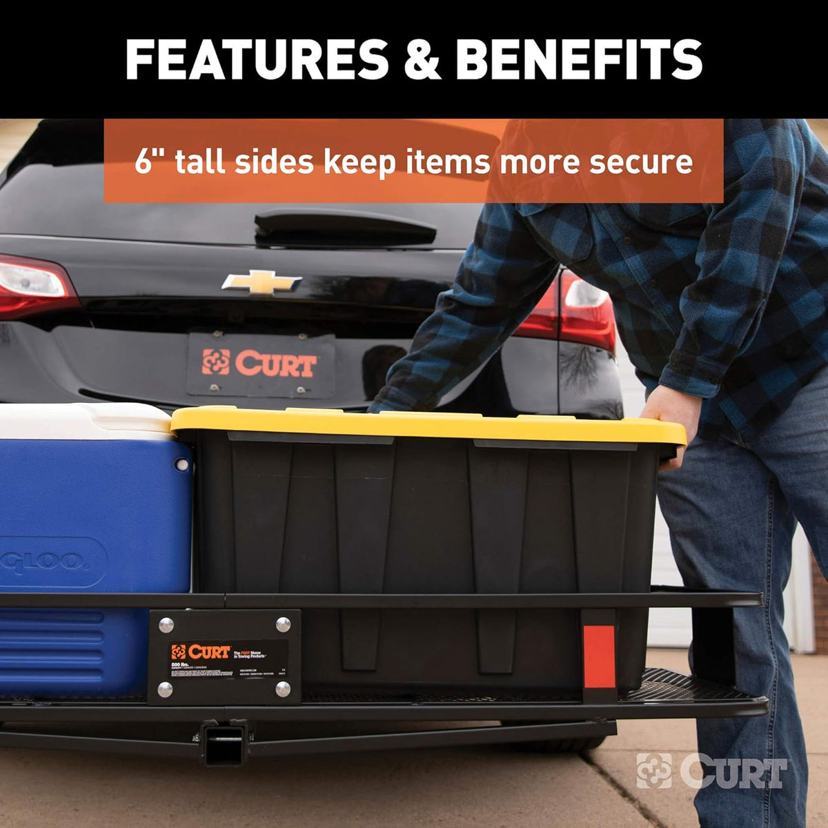 60 x 20-Inch Black Steel Basket Hitch Cargo Carrier W95126