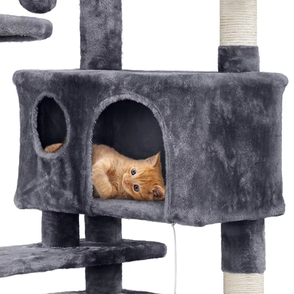 Dark Gray Cat Tree Condo with Scratching Post Tower F505