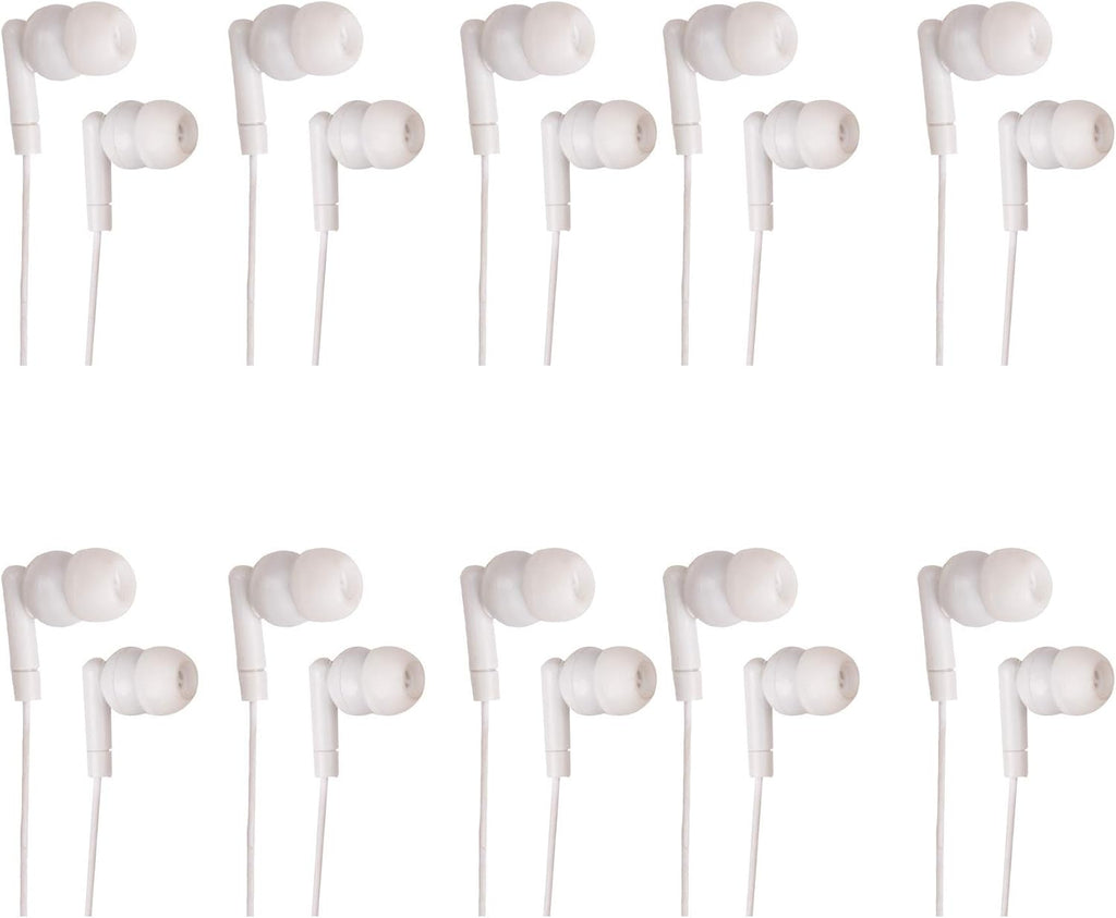White Headphones 3.5mm Disposable Earbuds 50 Pack K226