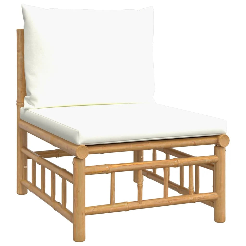 Bamboo Patio Sofa with White Cushions A808499