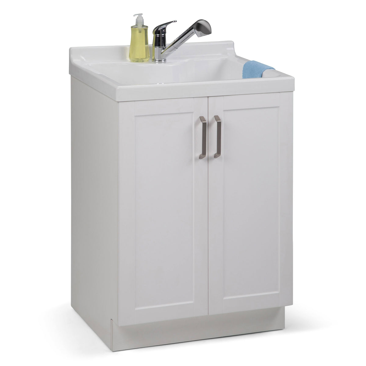 Laundry Cabinet with Pull-Out Faucet and ABS Sink White Y213