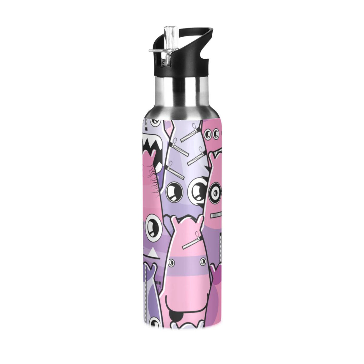Stainless Steel Insulated Thermos Vacuum Flask Water Bottle with Straw Lid B8390