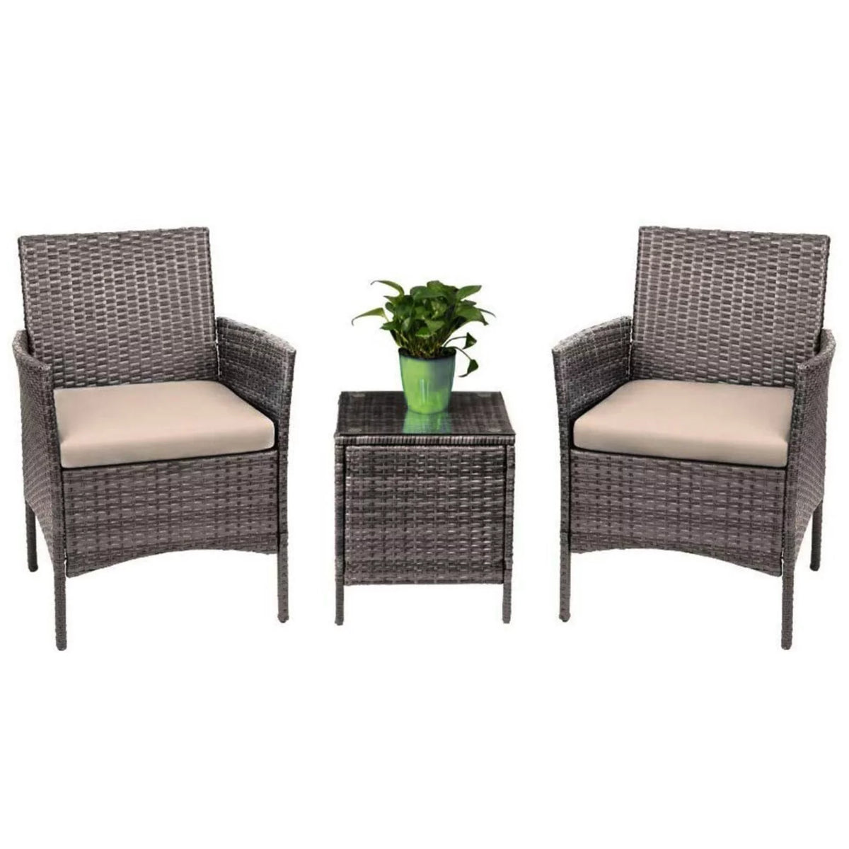 3 Piece Rattan Bistro Patio Furniture Set W73643