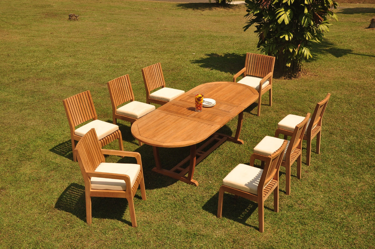 Grade-A Teak 8 Seater 9 Pc Dining Set G939865