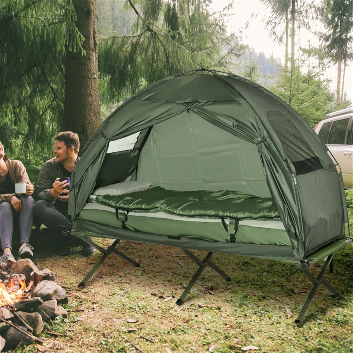 Elevated Tent Camping Cot with Sleeping Bag C182180