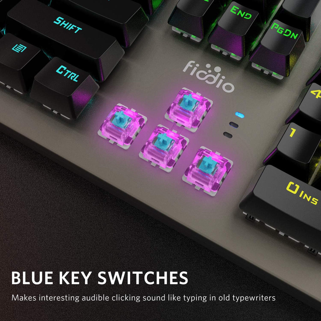 Mechanical Gaming Keyboard Wired RGB Rainbow Backlit with Blue Switches Ergonomic Standard Keyboard Pack of 2 N34484
