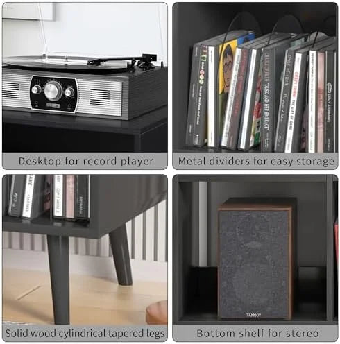 Mid-Century Record Player Stand with Vinyl Record Cabinet M225380