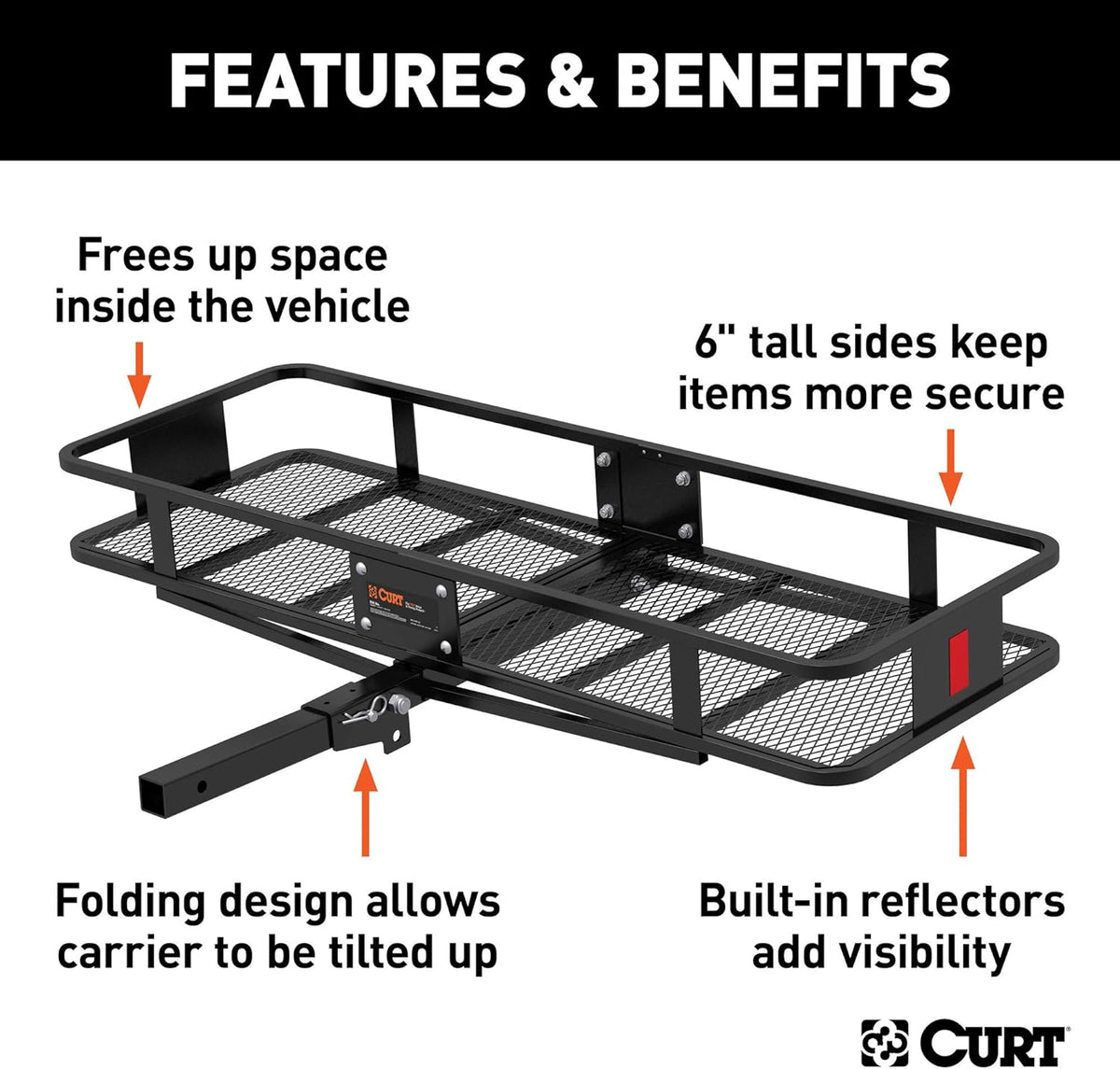 60 x 20-Inch Black Steel Basket Hitch Cargo Carrier W95126