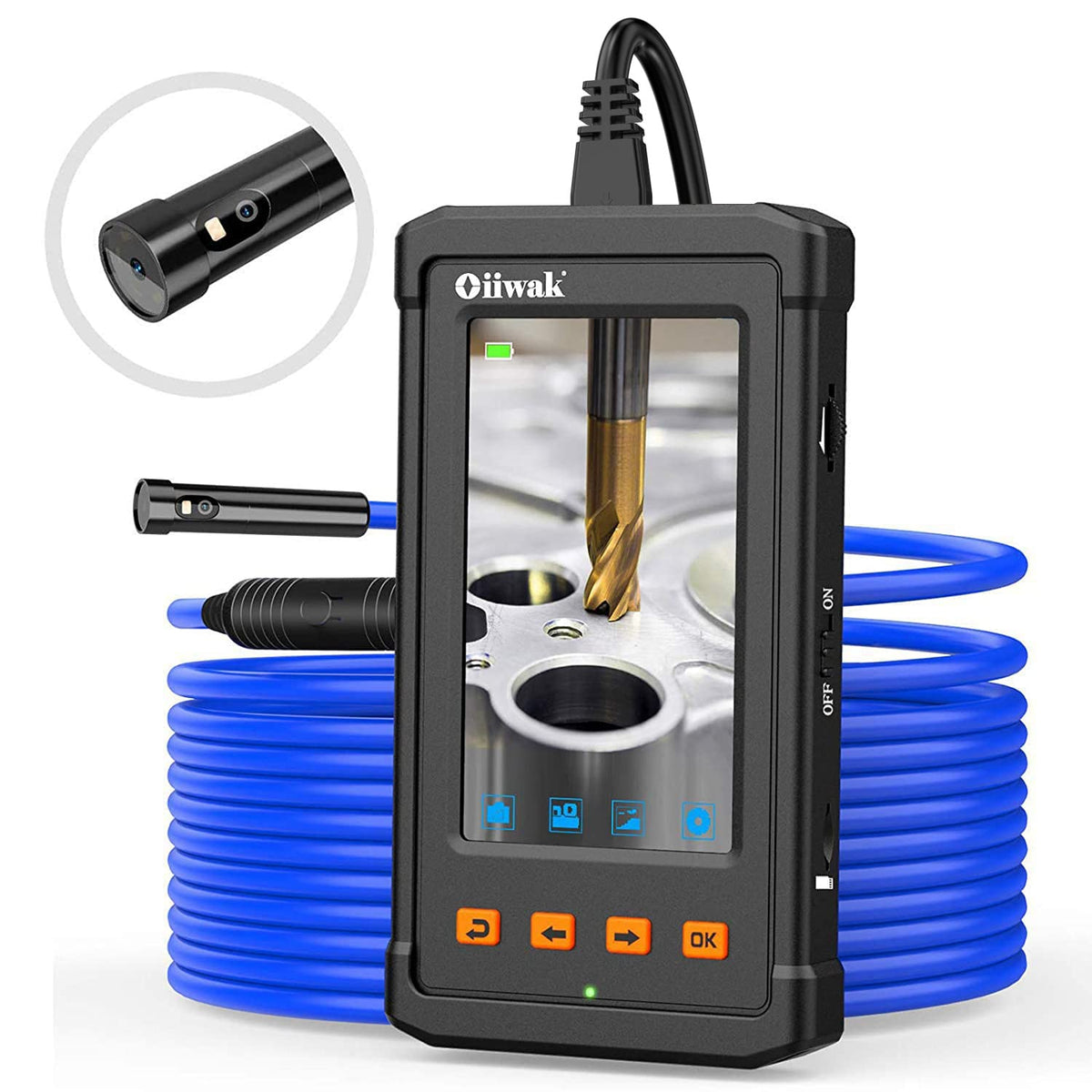 33FT Dual Lens Industrial Endoscope Waterproof Inspection Camera with Light O4421