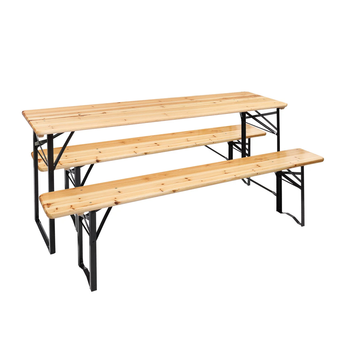 5.8FT Wood Table and Bench Set F505465