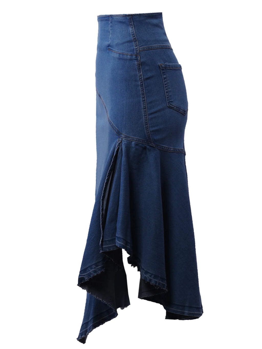 Dark Wash Denim Jean Long Skirt Z226