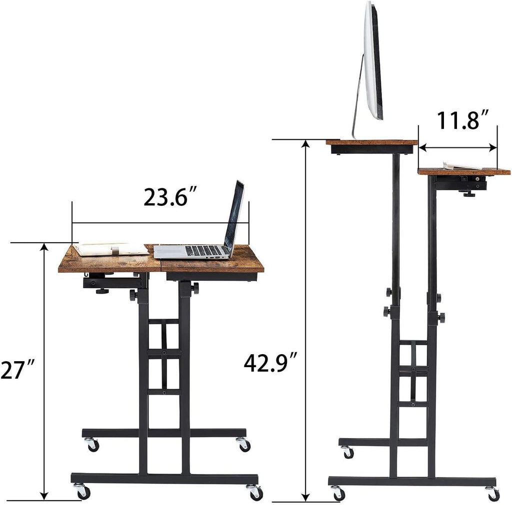 Black Wood Grain Adjustable Height Standing Desk Y568938
