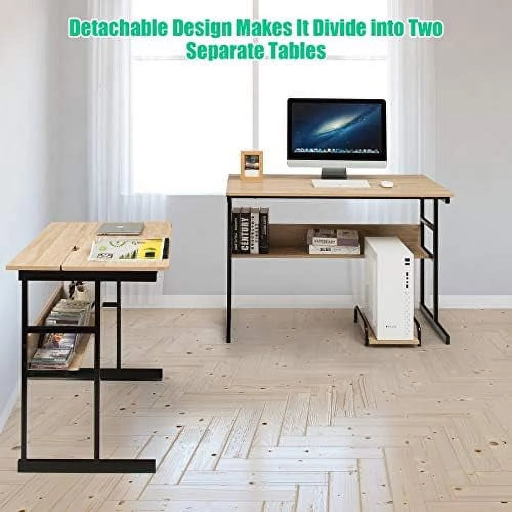 67 inches L-Shaped Corner Computer Desk with Bookshelves C732