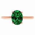 Oval Cut Green Simulated Emerald Solitaire Ring L22950