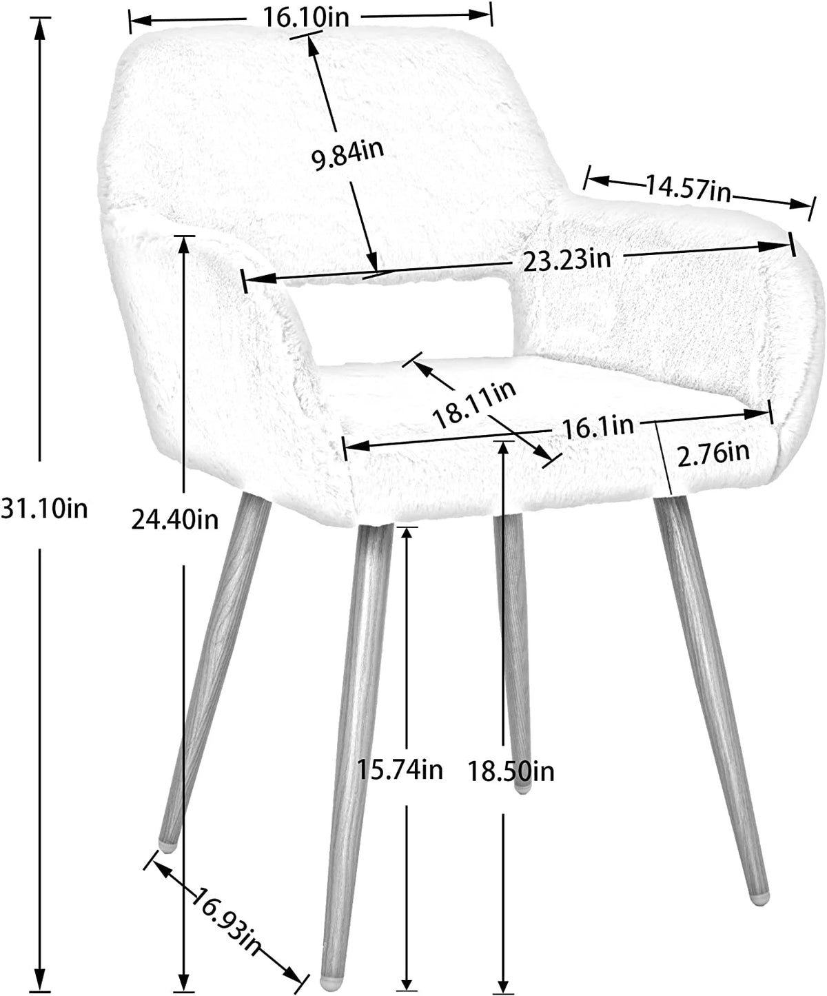 Faux Fur Vanity Chair with Wood Look Metal Legs F945011