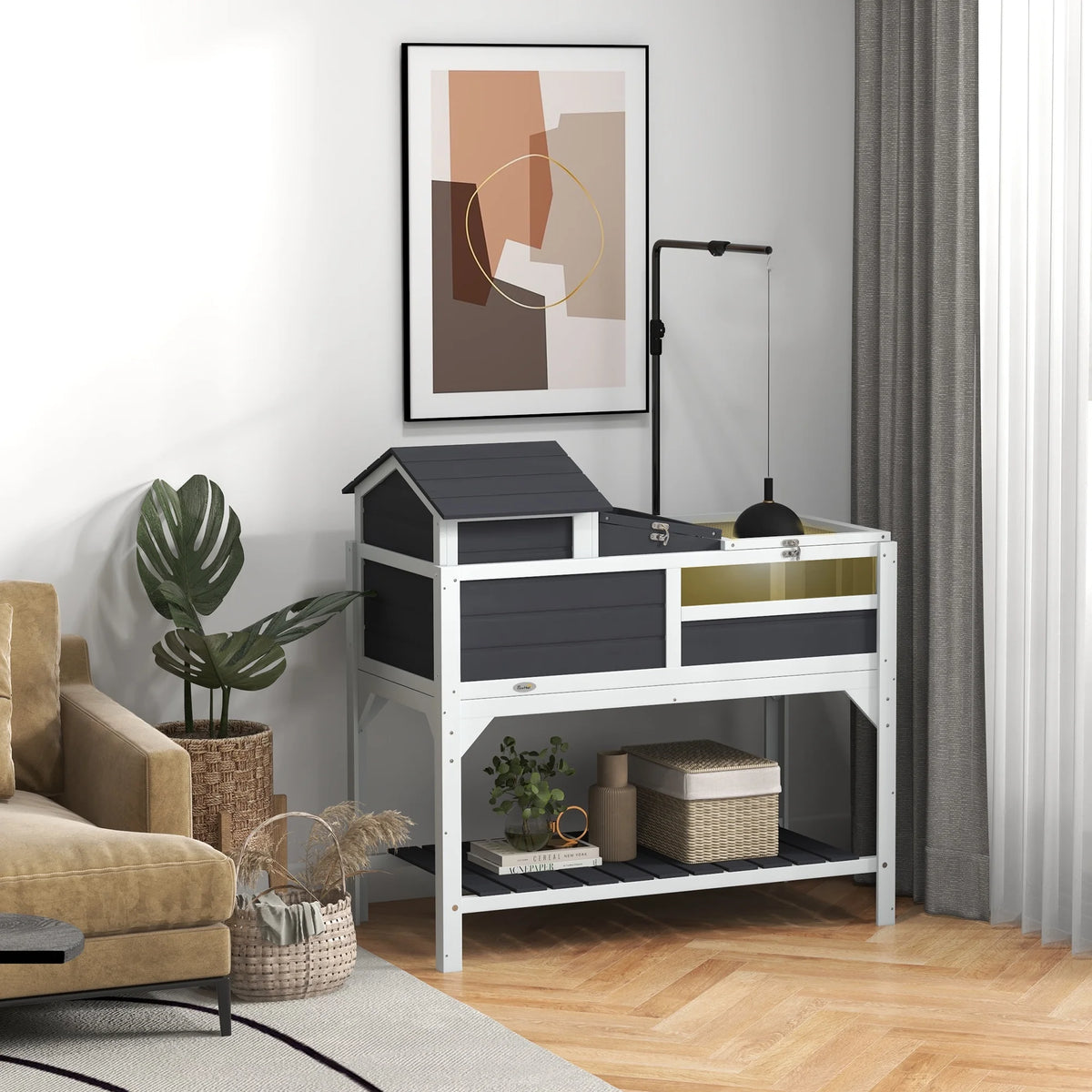 Gray Tortoise Habitat with Adjustable Lamp Holder U92879