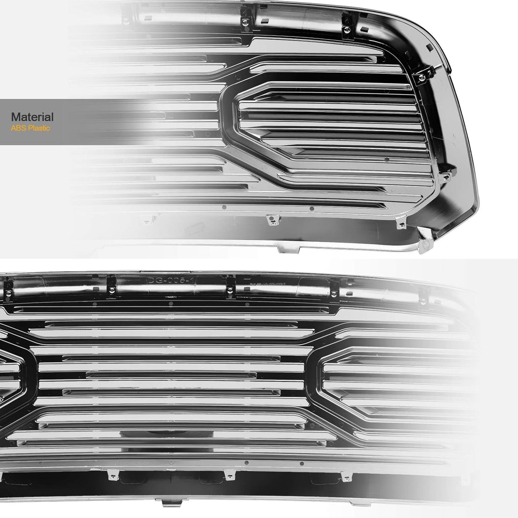 Chrome Front Hood Bumper Grille For Ram 1500 2013-2018 / Classic 2019-2022 D4018