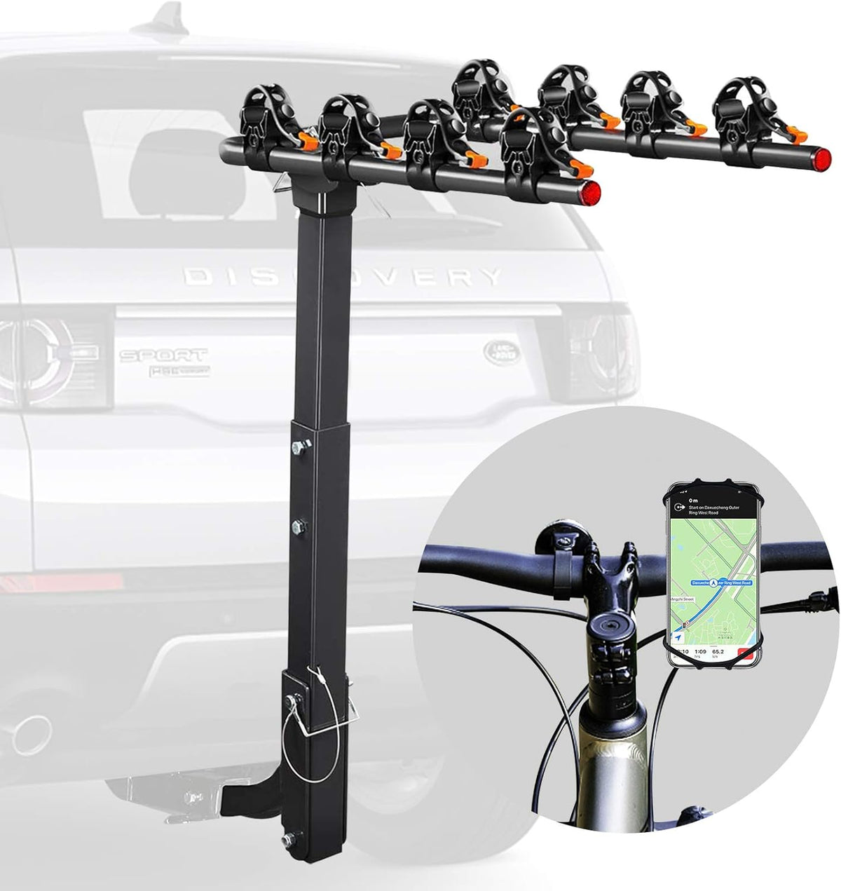 Double Foldable Bike Hitch Rack for 2'' Hitch Receiver (4 Bike) K6881