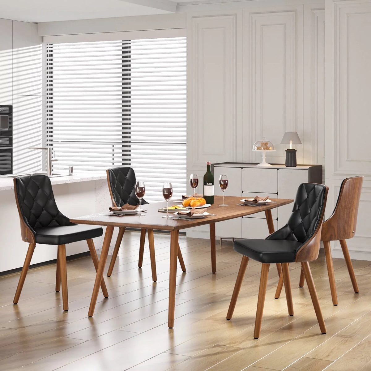 Black Set of 2 PU Leather Upholstered Dining Chairs H674