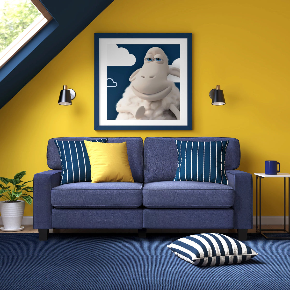 Navy Blue Fabric Sofa F995203