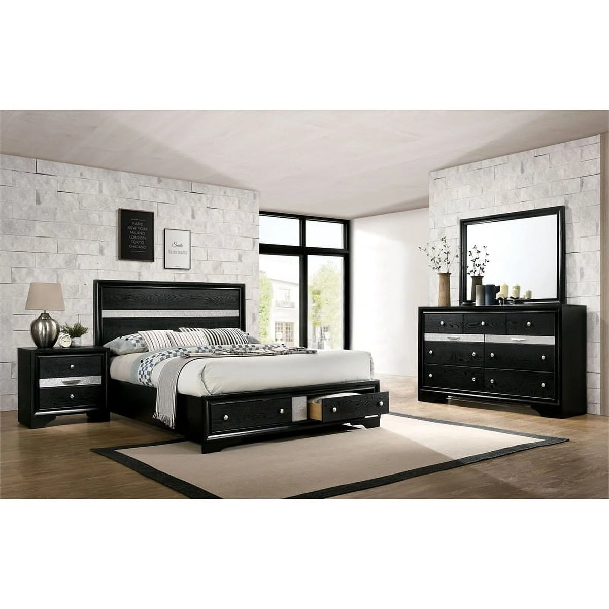 Black 3-Piece King Bedroom Set V739524